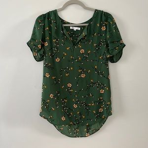 Green Floral Blouse